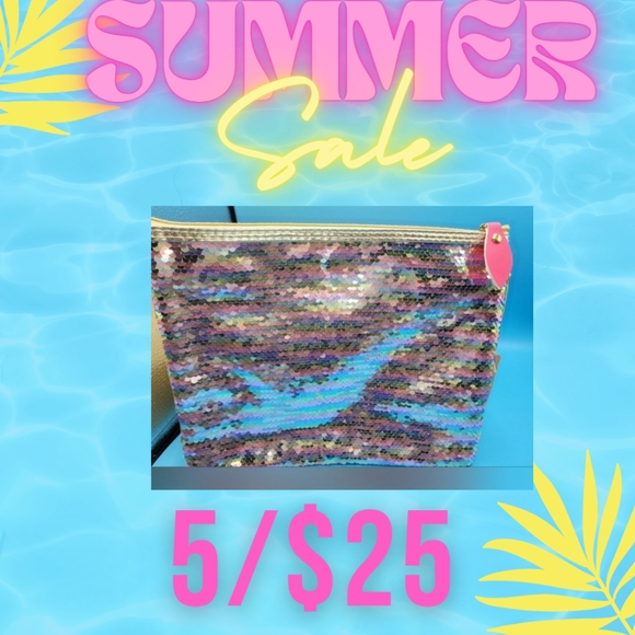 Rainbow sequin evenings party zipper makeup 💄 tote bag NWOT - Picture 1 of 5